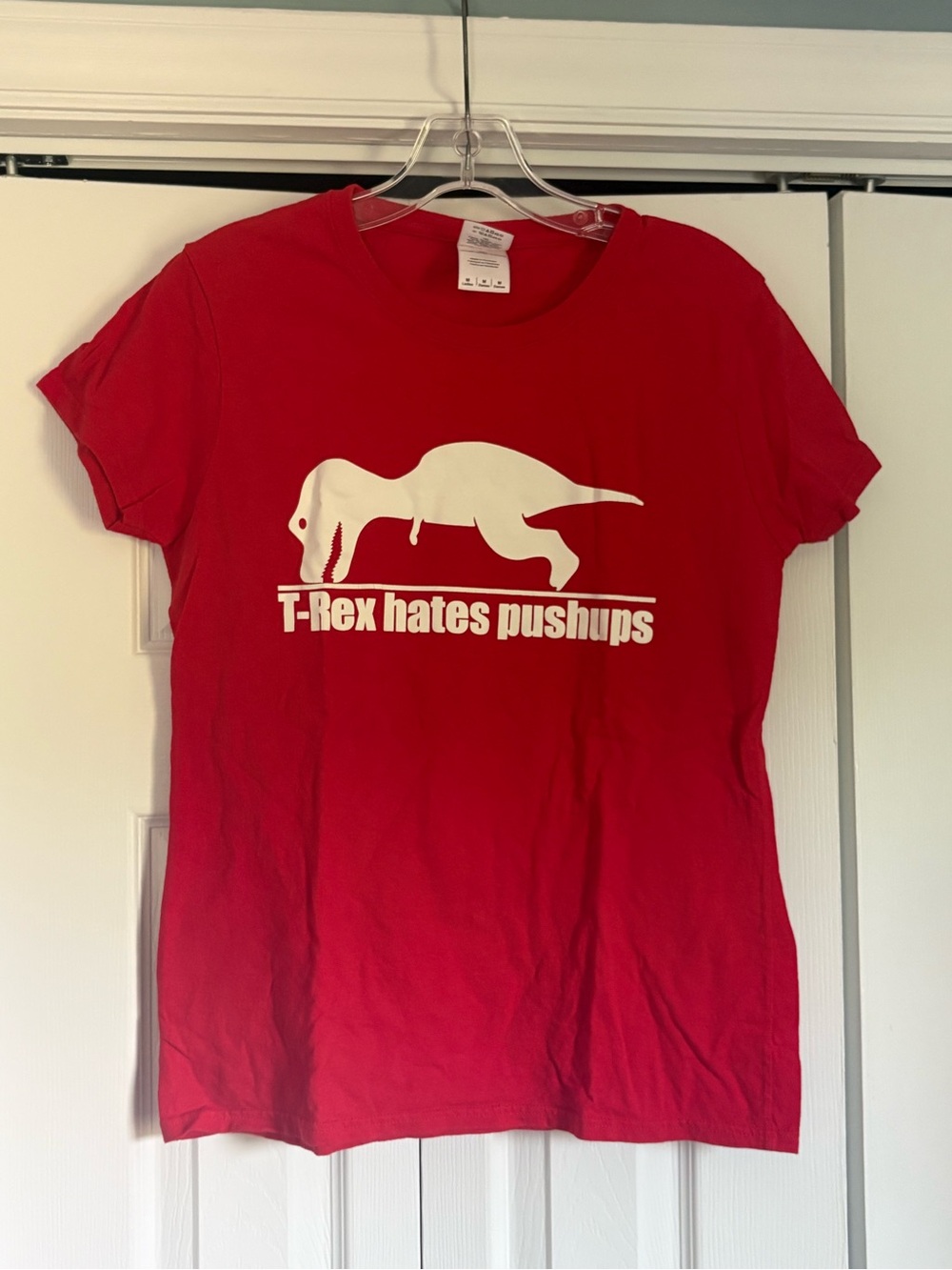 Gildan Red T‑Rex Hates Pushups Graphic Tee